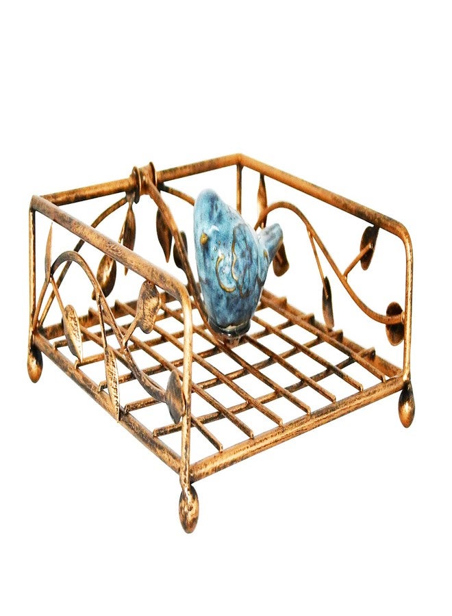 OwlGift Collection Bronze Coated Metal Flat Napkin Holder Dispensing Stand w/Ceramic Bird, Kitchen and Countertop Flat Napkin Storage Organizer - Image 4