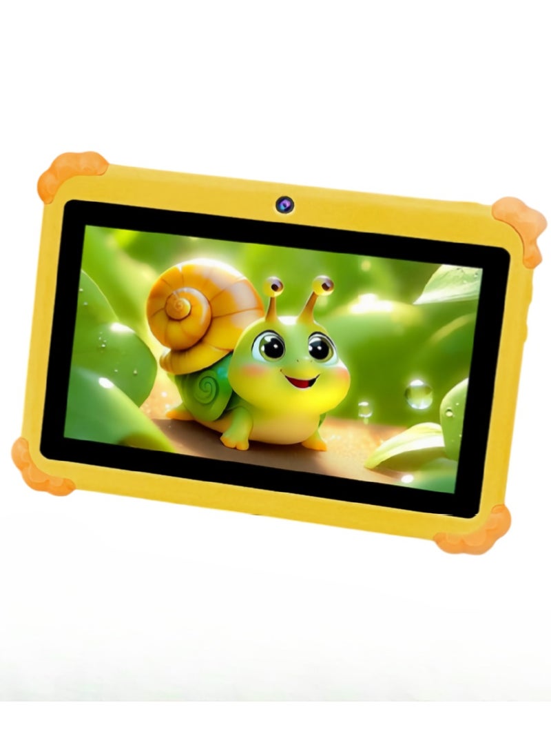 AROAQ NPAD703 7 Inch Wifi Tablet, 3200mah Portable Learning Educational Children Tablet, 4GB RAM 128GB ROM Lightweight Kids Android Pad For Learning Gaming, (1pc, Yellow)  - Image 1