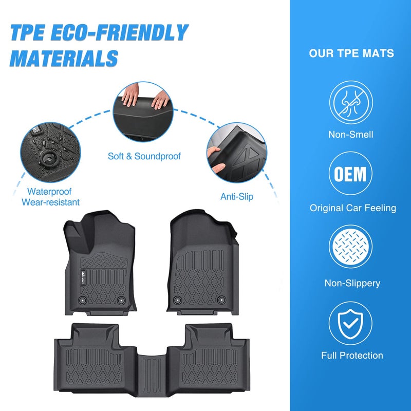 Nilight TPE Floor Mats for 2016 2017 2018 2019 2020 2021 2022 2023 Dodge Durango Jeep Grand Cherokee,All Weather Custom Fit Heavy Duty Floor Liners - Image 3