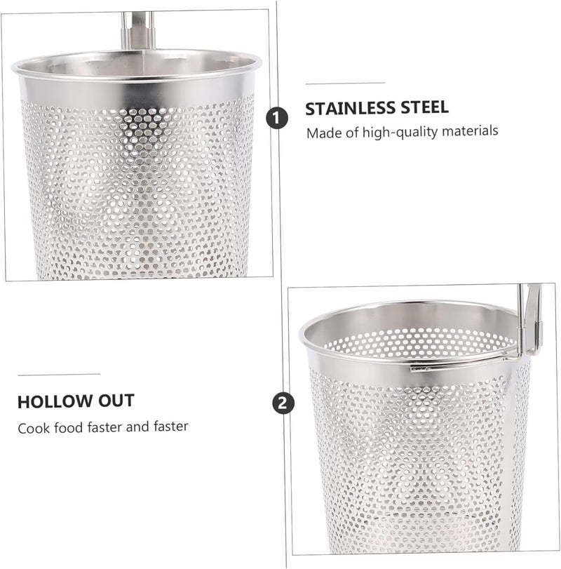 DREWIT STAR Stainless Steel Pasta and Noodle Strainer Basket MicroPerated Mesh Design with Sturdy Wooden Handle AntiCorrosion Spider Drainer - Image 4