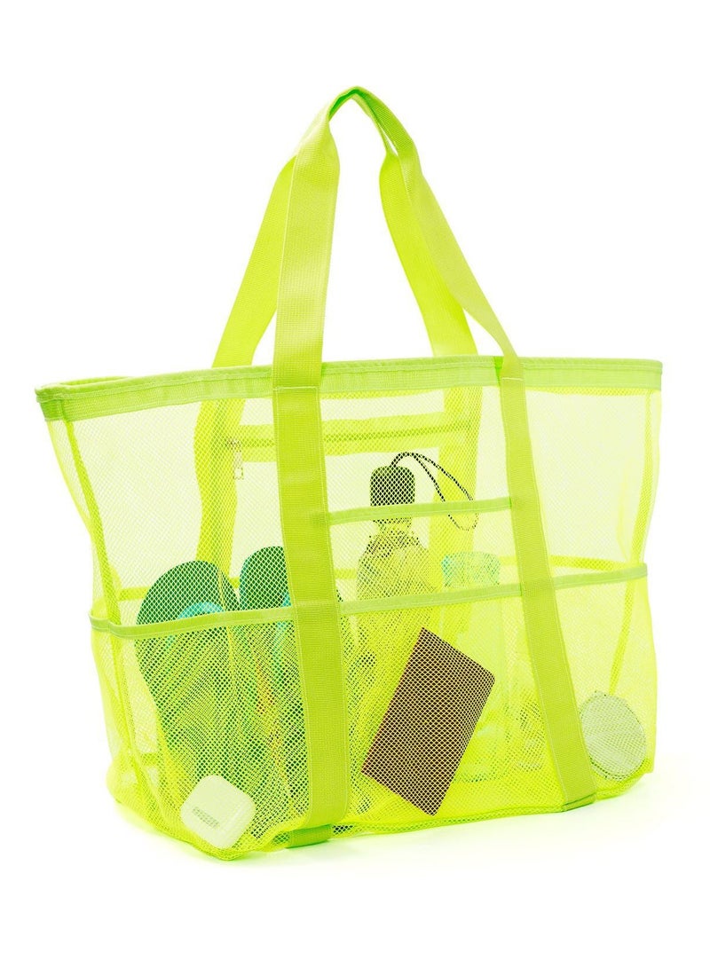 Generic Mesh Beach Bag with Zipper, Large Beach Tote Waterproof Sandproof, with 9 Pockets for Toys Pool Bag Beach Accessories - Image 4