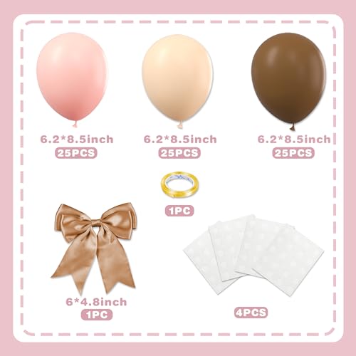 BANBALLON 82 PCS Party Balloons Kit Latex 10 inch Brown Pink Khaki Cream Balloons for Girl Party Wedding Gender Reveal Decorations Baby Shower Bear Party Supplies Style 8 - Image 5