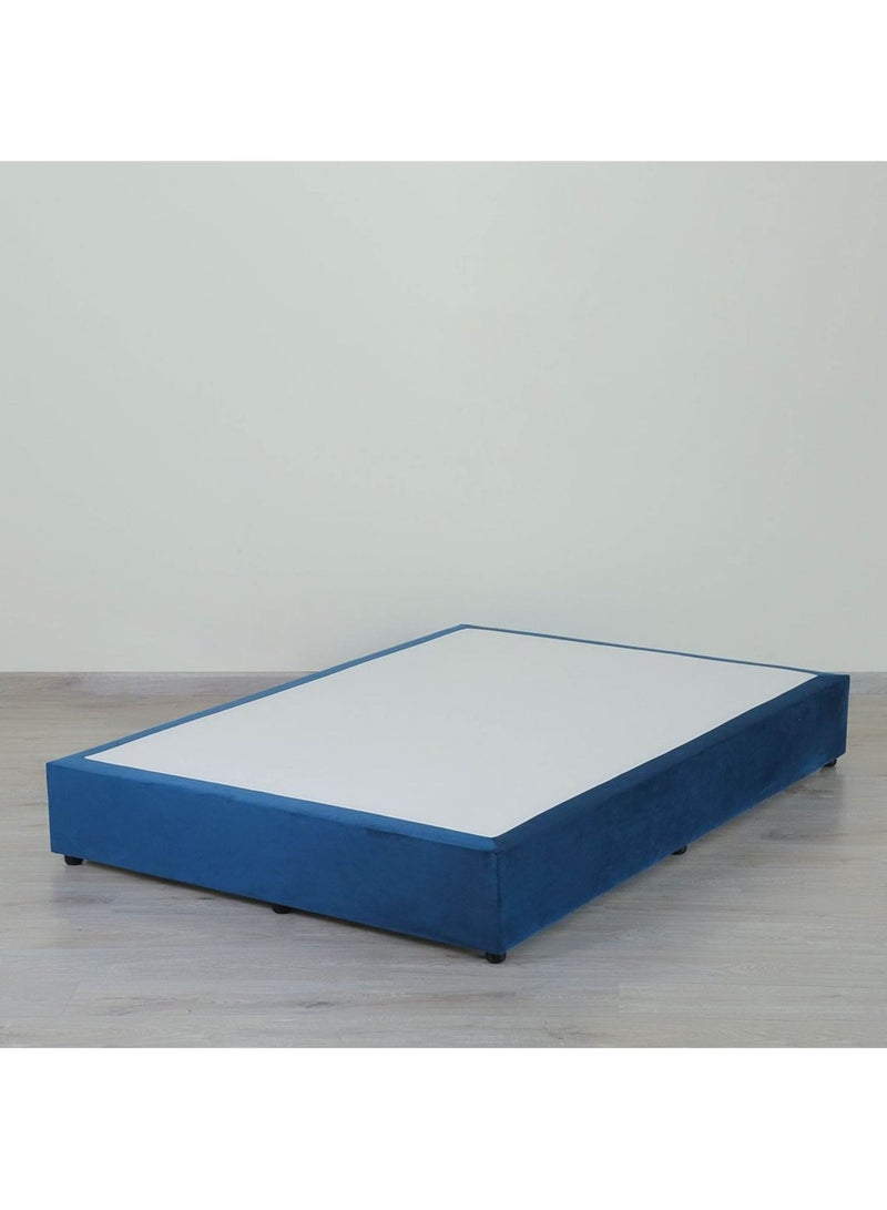 Karnak Square Design Upholstered Velvet Bed Frame Bedroom Furniture Strong And Sturdy Modern Design Wooden Bed | Quiet & Comfortable Bed (Queen - 160x200cm, Blue) - Image 4