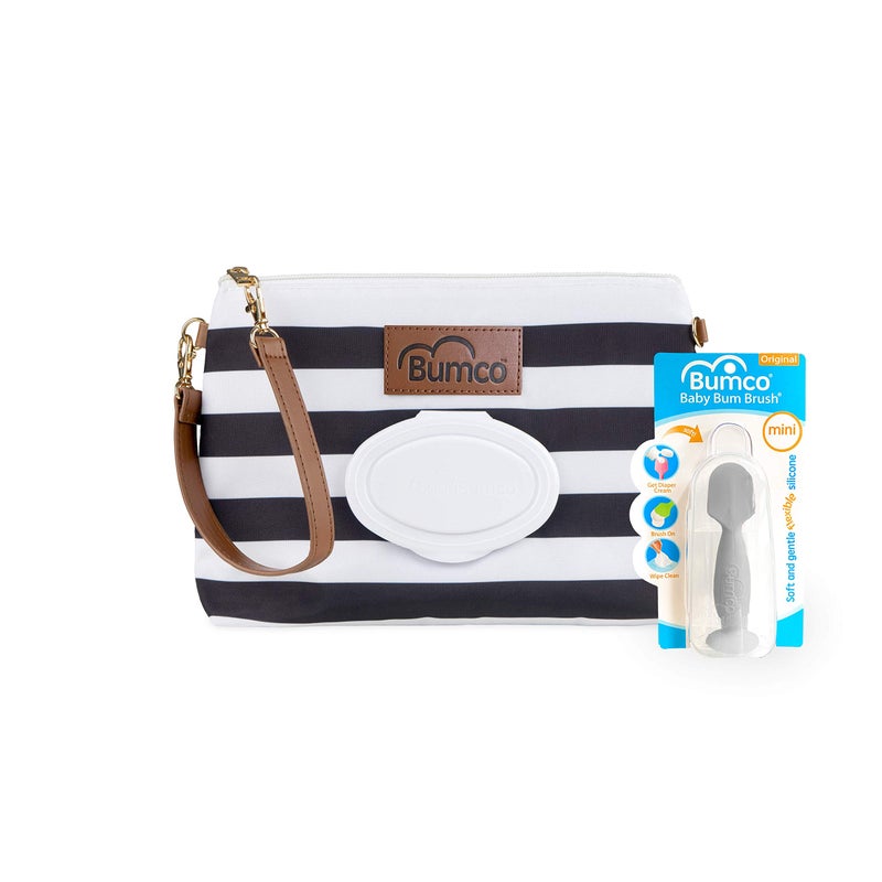 Baby Bum Brush Bumco Diaper Clutch Bag and Mini Cream Spatula - Baby Travel Essentials, Small Bag with Wipes Dispenser, BPA-Free Butt Spatula, Mini Cream Applicator with Case - Image 1