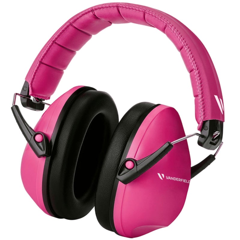 Vanderfields Premium Hearing Protection Ear Muffs Broad Spectrum Sound Reduction 344dB at 2K Hz Noise Cancelling Headset Safety Noise Cancellation Headphones Kids 312 Pink
