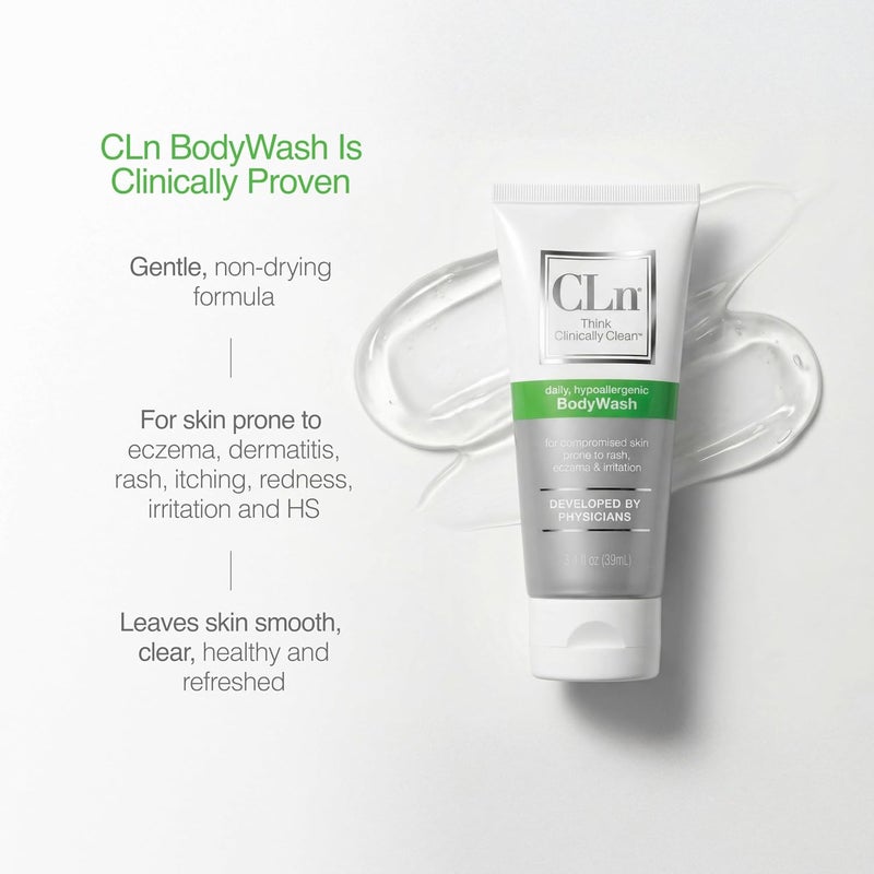 CLn® BodyWash – Non-Drying Body Wash Preserved with Sodium Hypochlorite, For Compromised Skin Prone to Eczema, Dermatitis, Rash & Hidradenitis Suppurativa, Fragrance-Free & Paraben-Free, 3 fl oz - Image 4