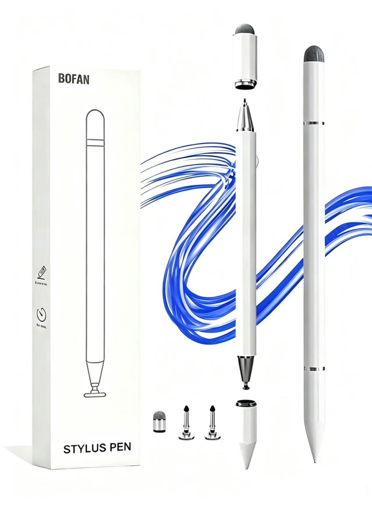 BOFAN 3-in-1 Stylus Pen for Touch Screen,High Sensitivity & Precision Magnetic Disc Stylus Pen for iPad/Apple/iPhone/Samsung/Android All Capacitive Touch Screen(White)