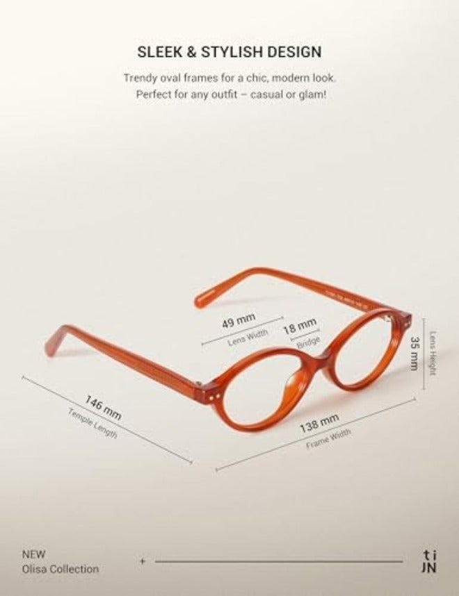 TIJN Olisa Blue Light Blocking Glasses for Women Men,Retro Oval Frame Bluelight Eyeglasses for Gaming/Computer/Screen - Image 5