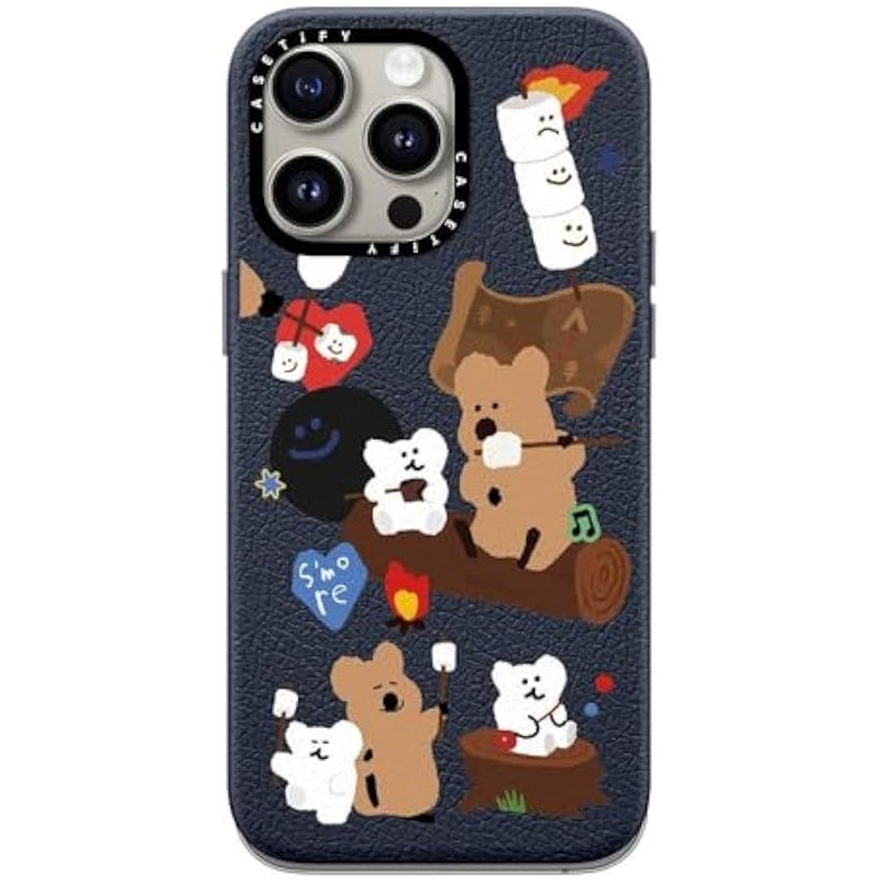 Casetify Pebbled iPhone 15 Pro Max Case 【Textured / 4.9ft Drop Protection/Compatible with Magsafe】 - Cute Prints - S'More ! - Navy Blue - Image 1