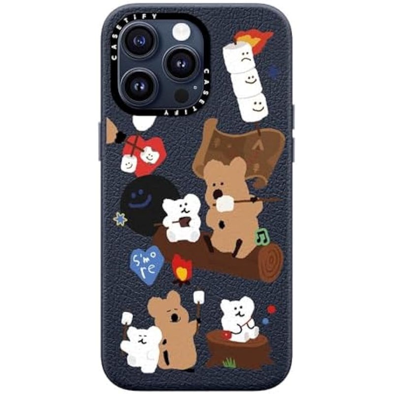 Casetify Pebbled iPhone 15 Pro Max Case 【Textured / 4.9ft Drop Protection/Compatible with Magsafe】 - Cute Prints - S'More ! - Navy Blue - Image 2