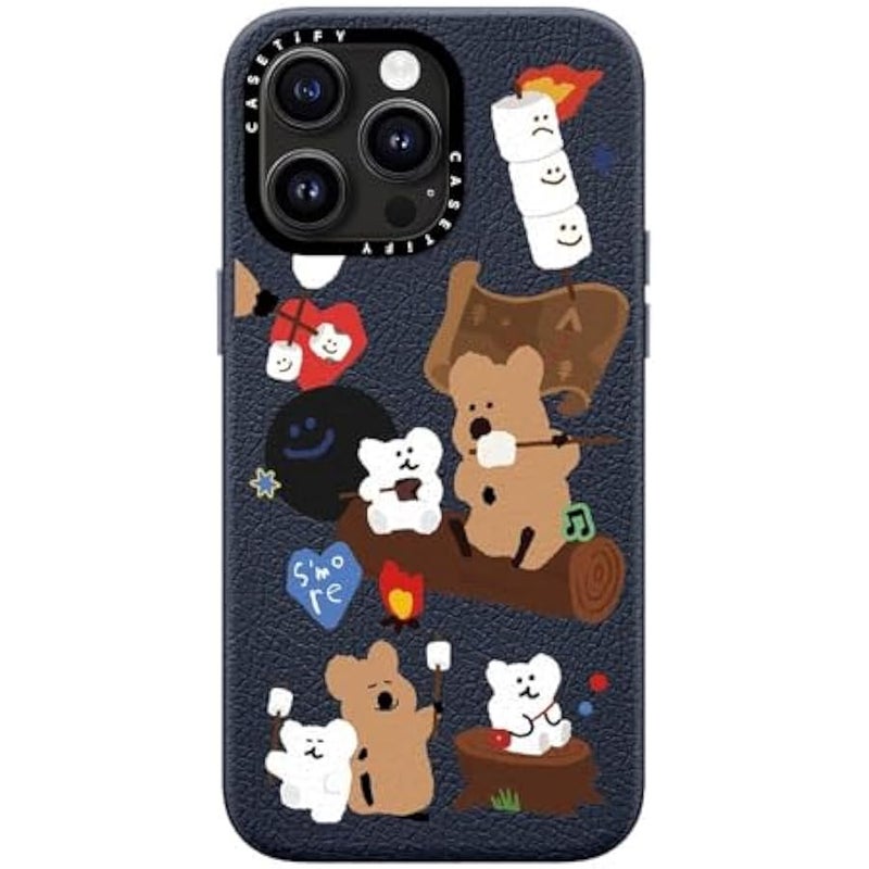 Casetify Pebbled iPhone 15 Pro Max Case 【Textured / 4.9ft Drop Protection/Compatible with Magsafe】 - Cute Prints - S'More ! - Navy Blue - Image 4