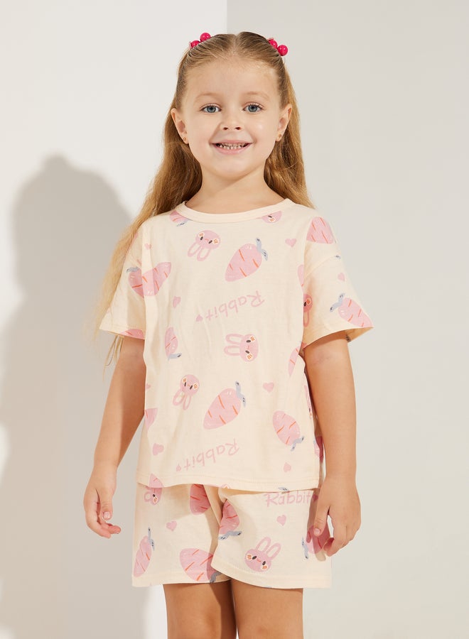 Styli Bunny Carrot Print T-Shirt and Shorts Set - Image 3