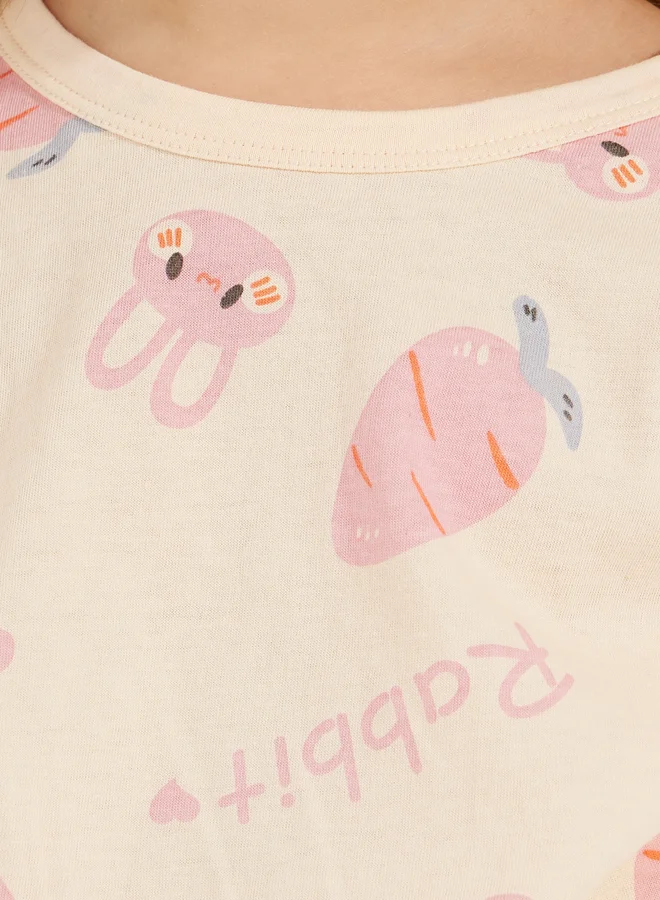 Styli Styli Bunny Carrot Print T-Shirt and Shorts Set