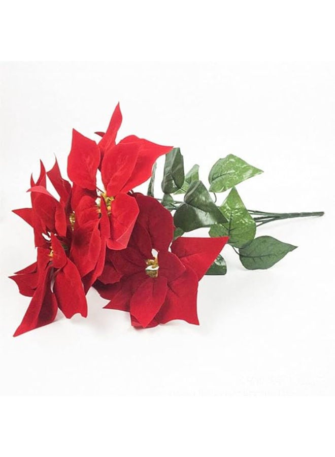 5 Artificial Poinsettias Christmas Flowers - Image 3