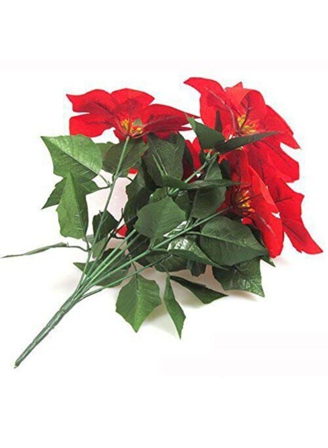 5 Artificial Poinsettias Christmas Flowers - Image 2