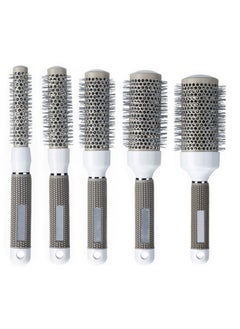 Captaintech Ceramic Roller Comb, Hair Styling Blow Drying Curling Brush Hair Brush Roller Comb,5pcs/Set Professional Salon Styling Tool with Natural Rubber Handle for Blow Drying,Curling and Styling  - Image 1