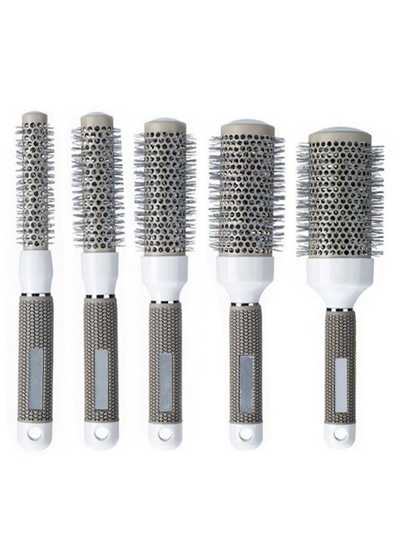 Captaintech Ceramic Roller Comb, Hair Styling Blow Drying Curling Brush Hair Brush Roller Comb,5pcs/Set Professional Salon Styling Tool with Natural Rubber Handle for Blow Drying,Curling and Styling  - Image 1