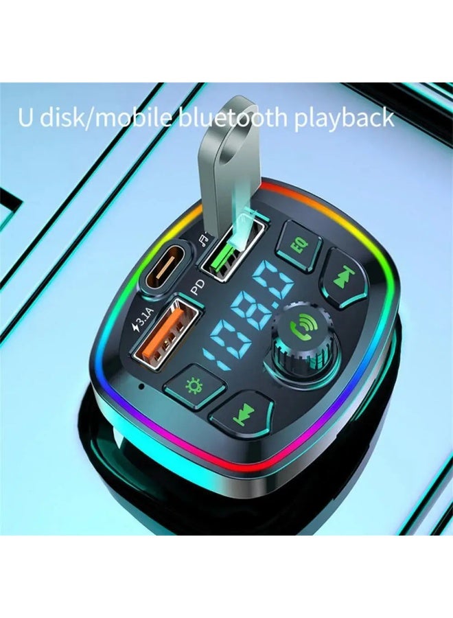 محول بلوتوث للسيارة - شاحن سيارة - مشغل موسيقى MP3 - محول راديو لاسلكي - جهاز إرسال FM - مجموعة السيارة - ملحقات السيارة - يدعم قرص USB وبطاقة TF - Image 5