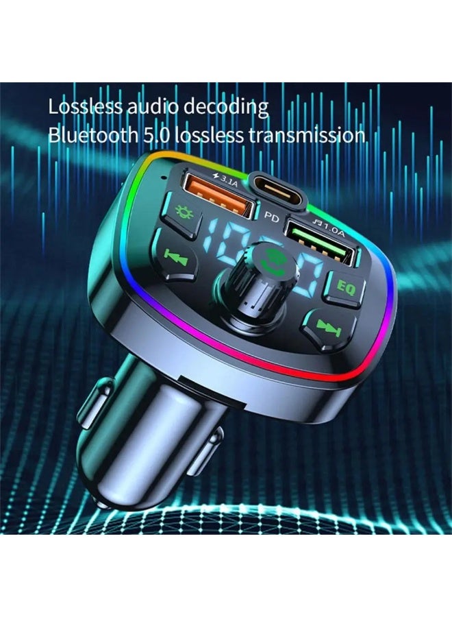 محول بلوتوث للسيارة - شاحن سيارة - مشغل موسيقى MP3 - محول راديو لاسلكي - جهاز إرسال FM - مجموعة السيارة - ملحقات السيارة - يدعم قرص USB وبطاقة TF - Image 4