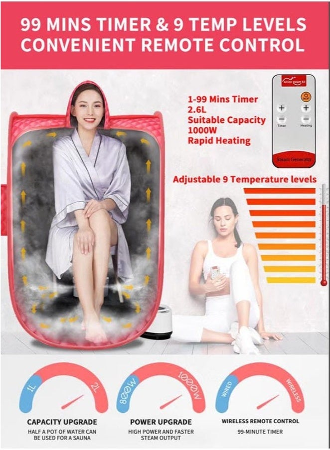 Two Person Sauna,Saunas Box,Portable Folding Steam Home,Personal Tent Spa Room,Sauna Generator Cabin Box with Steamer for Household Weight Loss - Image 2