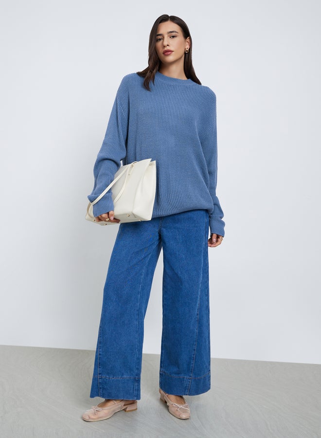 Styli Medium Blue Chunky Knit Sweater - Image 2