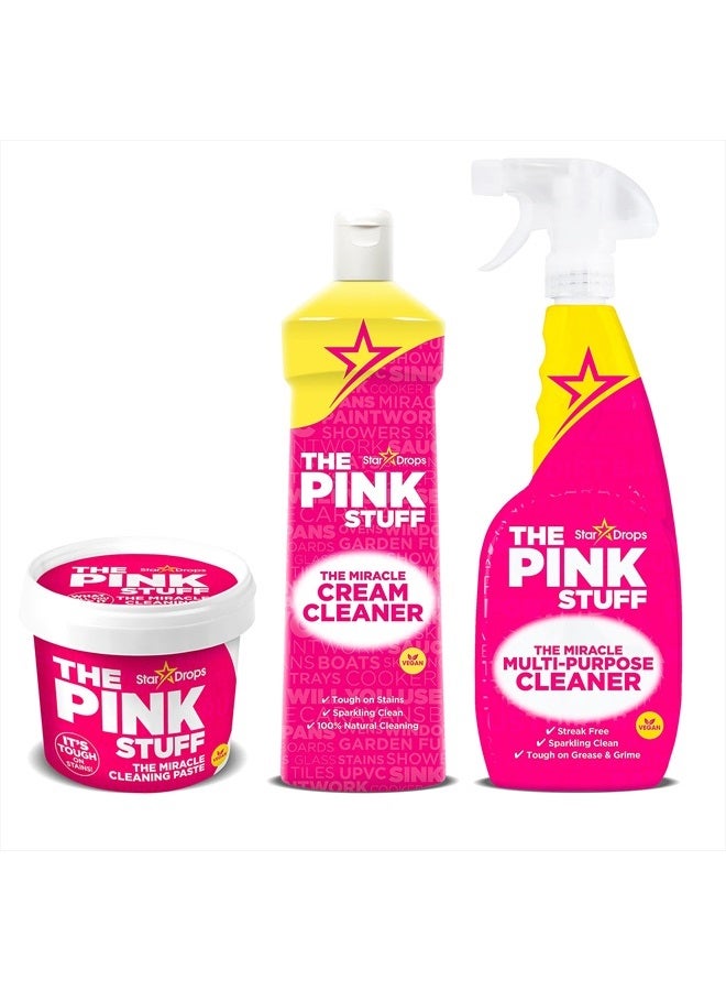 Stardrops The Pink Stuff Miracle Cleaning Paste, Multi-Purpose Spray, And Cream Cleaner 3-Pack Bundle (1 1 Cleaner) - Image 1
