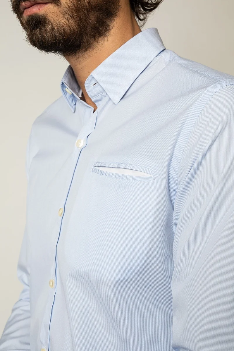 Jaqk W. Vassily - Thin Blue Stripes Shirt 100% GOTS cotton
