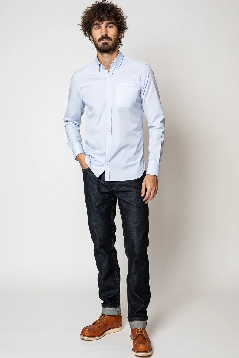 Jaqk W. Vassily - Thin Blue Stripes Shirt 100% GOTS cotton