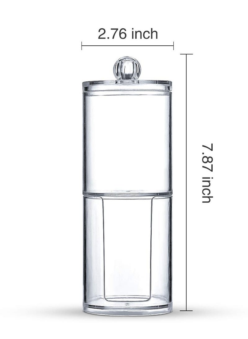 Holder Dispenser Set - Apothecary Jars Bathroom Clear Plastic Acrylic for Cotton Balls,Cotton Swabs,Q-Tips,Cotton Rounds,Makeup Pads Storage Canister - Image 2