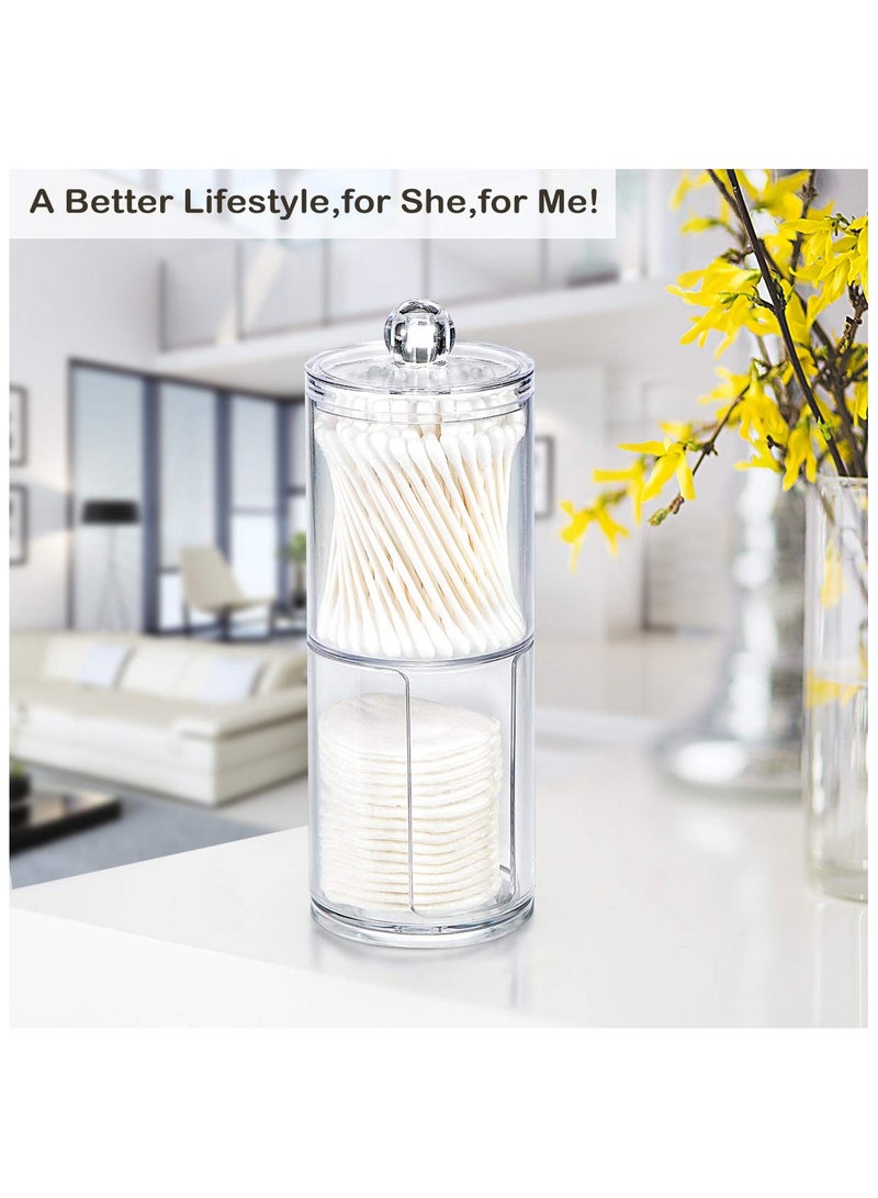 Holder Dispenser Set - Apothecary Jars Bathroom Clear Plastic Acrylic for Cotton Balls,Cotton Swabs,Q-Tips,Cotton Rounds,Makeup Pads Storage Canister - Image 5