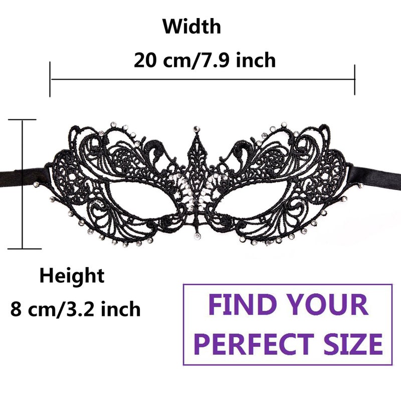 Liatunou Halloween Mask for Masquerade Party for Women (Black) - Image 3