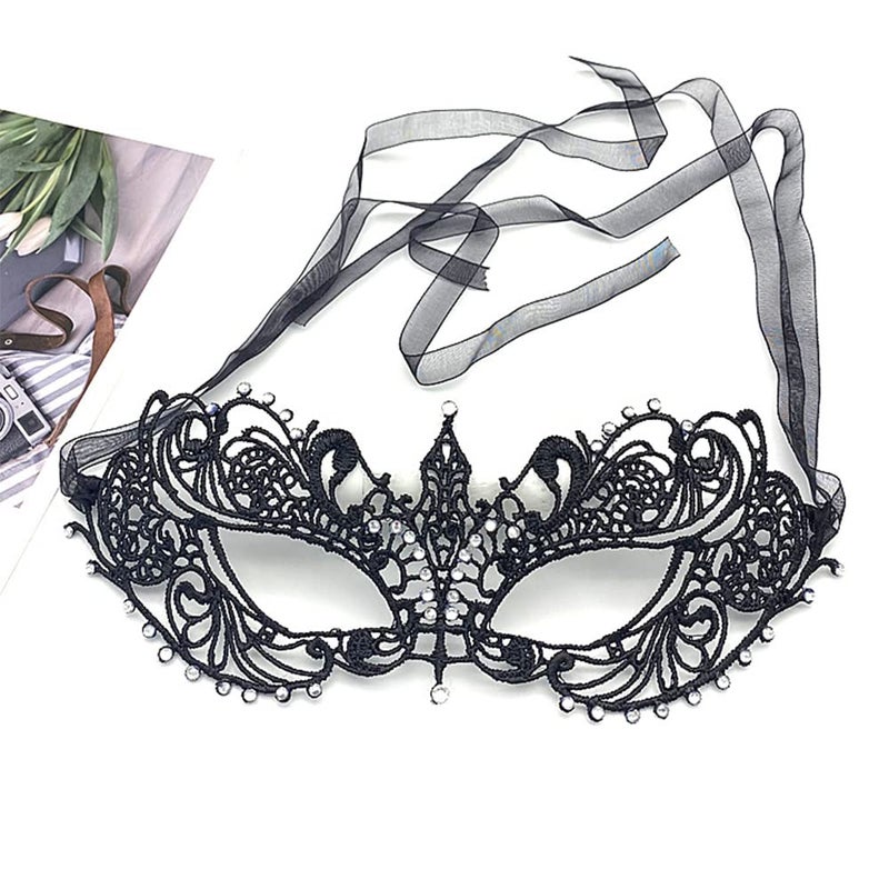 Liatunou Halloween Mask for Masquerade Party for Women (Black) - Image 1