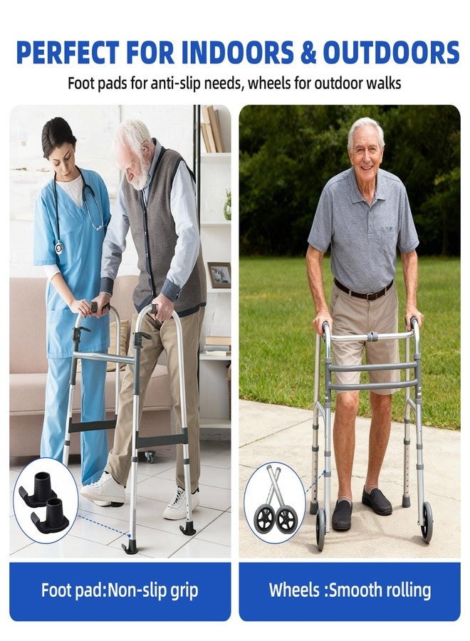 EldHilfe Walker aid Replacement Heavy-Duty Aluminum Caster Wheels with Non-Slip Foot Pads, Suitable for Standard Walker aid, Indoor and Outdoor Use (Gray-Black, 12 x 5 inches) - Image 5