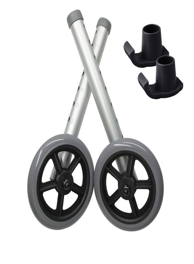 EldHilfe Walker aid Replacement Heavy-Duty Aluminum Caster Wheels with Non-Slip Foot Pads, Suitable for Standard Walker aid, Indoor and Outdoor Use (Gray-Black, 12 x 5 inches) - Image 1