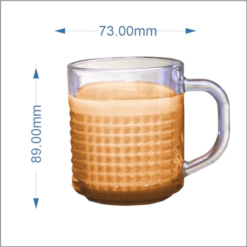 Yera 250ml Glass Tea Cup with Exquisite Design, Ideal for Regular Use and Perfect for Serving Hot Tea & Coffee - Glass Cup with Design, Set of 6 - Image 4