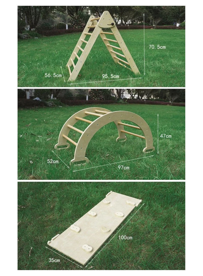 Pikkaboo Woody Buddy 3 Pieces Climbing Set Natural - Image 2