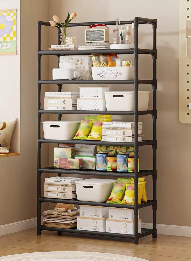 7 Tier Shoe Rack,Metal Shoe Organizer, Shoe Shelf, Multi Layer Shoe Rack (Black)