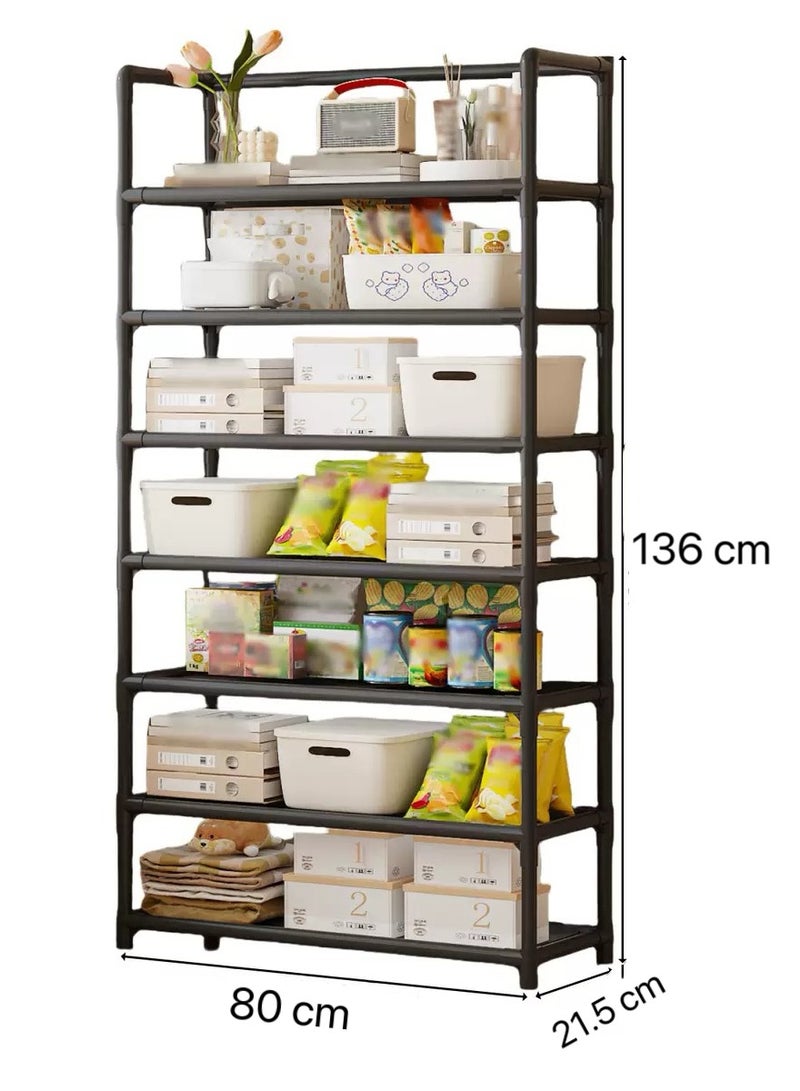 حياة جيدة 7 رفوف الأحذية، رفوف الأحذية المعدنية، رفوف الأحذية، رفوف الأحذية متعددة الطبقات (أسود) - Image 3