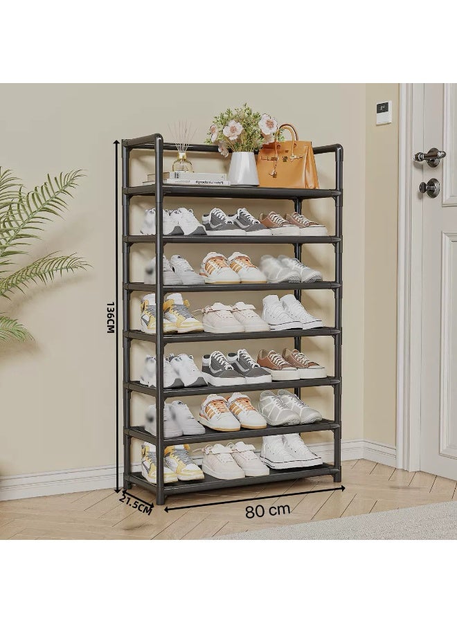 حياة جيدة 7 رفوف الأحذية، رفوف الأحذية المعدنية، رفوف الأحذية، رفوف الأحذية متعددة الطبقات (أسود) - Image 5