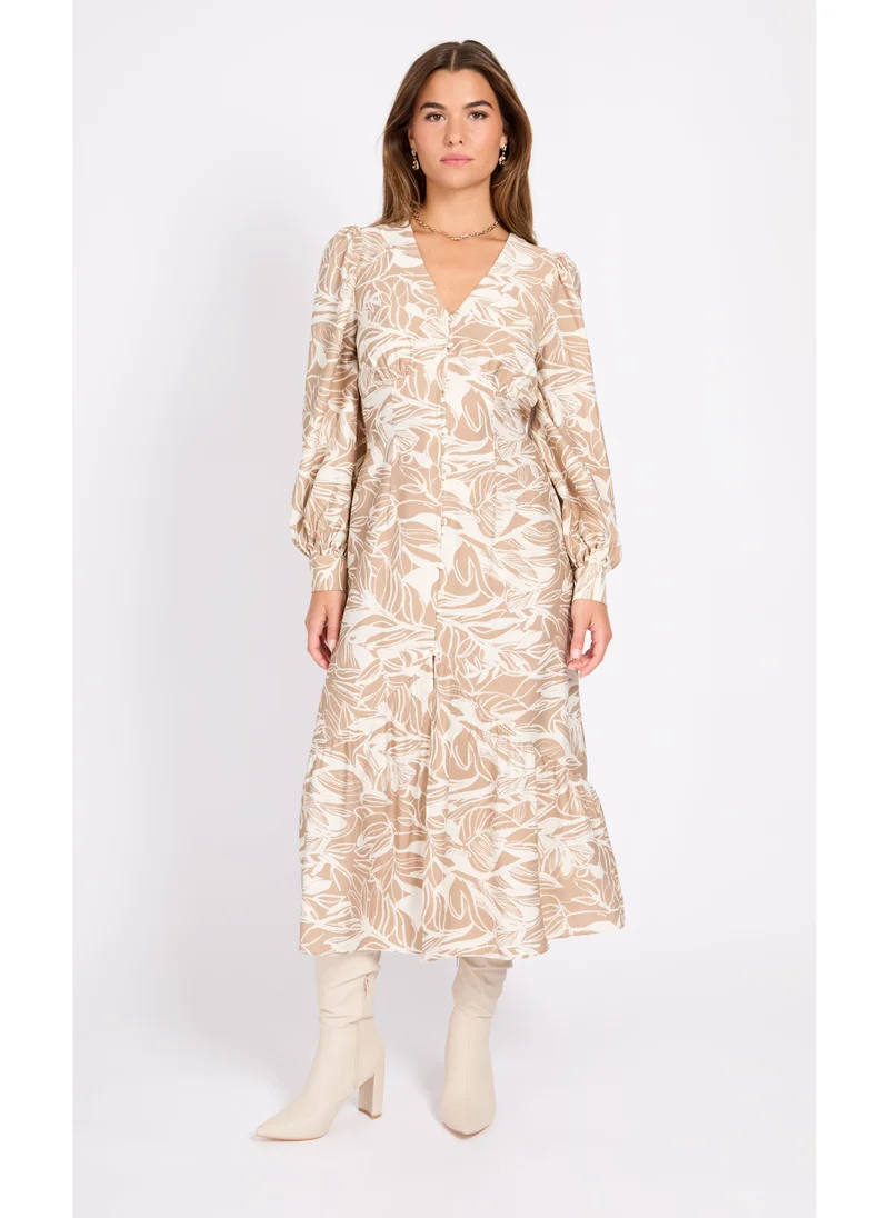 Little Mistress Printed Puff Sleeve Dress