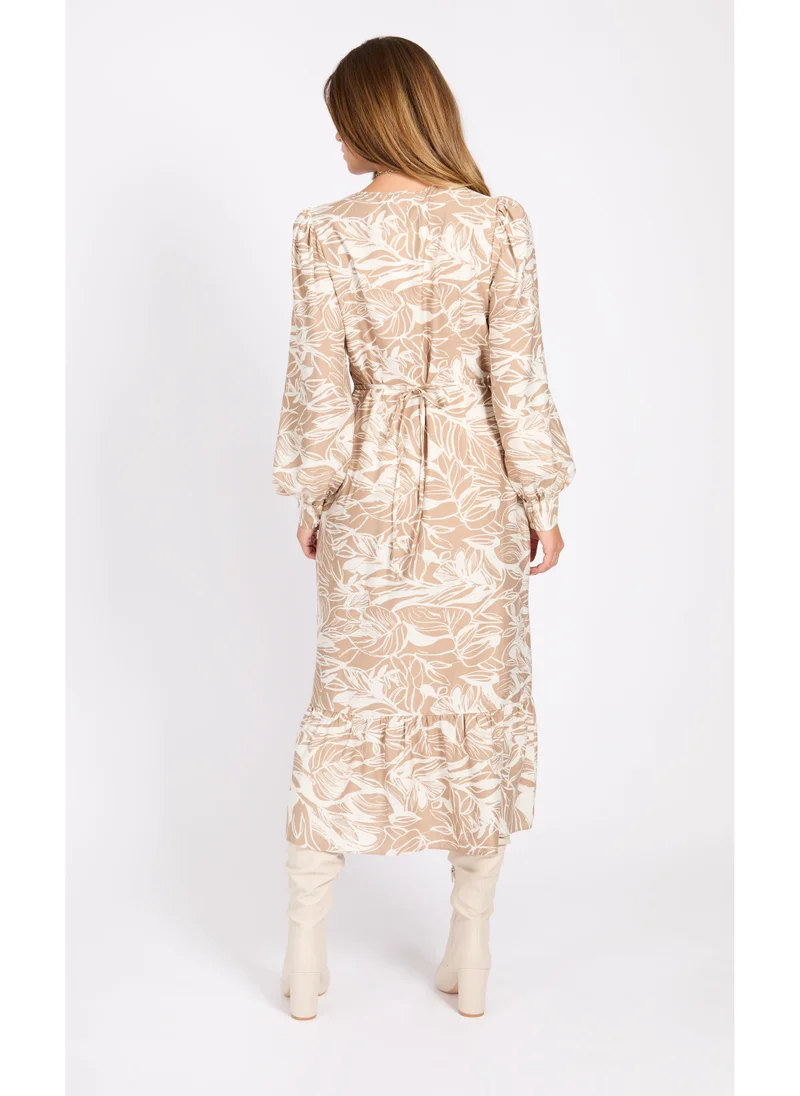 Little Mistress Printed Puff Sleeve Dress