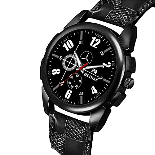 REDUX Leather Analogue Black Dial Men's & Boy's Watch - Image 2