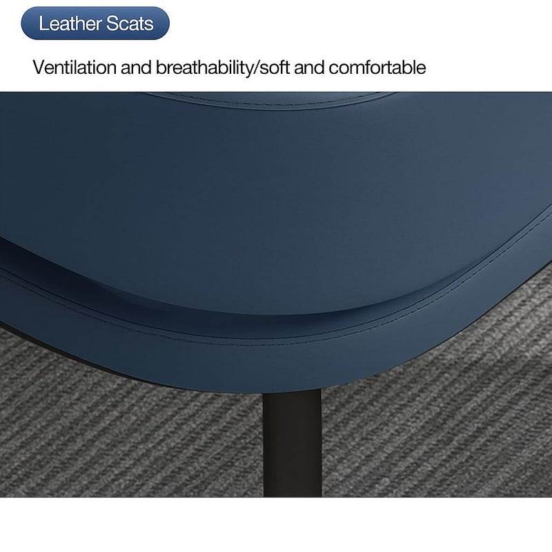 Harmony Home 5-Piece Round Dining Table Set – White  Ceramic Marble Top with Metal Legs & 4 Blue PU Leather Cushioned Chairs – Modern Dining Furniture for Kitchen & Small Spaces - Image 4