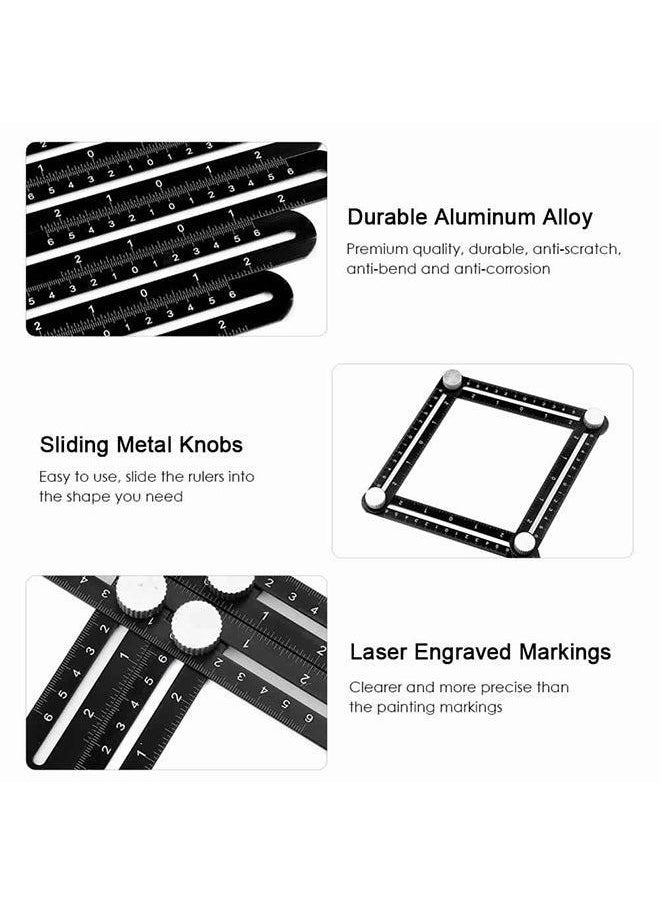 Generic 6-Sided Universal Aluminum Alloy Ruler Black 17x2x12cm  - Image 2