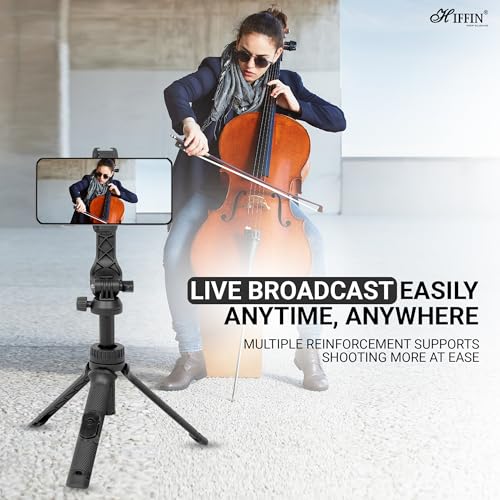 HIFFIN HTR-34 Selfie Stick Tripod, 29” Professional Tripod with Wireless Remote, Portable Travel Tripod Stand Compatible with Smartphones & Cameras for Vlogging/Video Recording/Live Streaming - Image 3