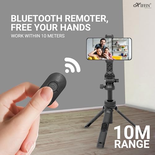 HIFFIN HTR-34 Selfie Stick Tripod, 29” Professional Tripod with Wireless Remote, Portable Travel Tripod Stand Compatible with Smartphones & Cameras for Vlogging/Video Recording/Live Streaming - Image 5