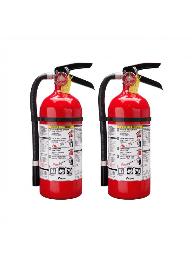 Kidde Pro 210 2A:10-B:C Fire Extinguisher, Rechargeable, Multi-Purpose for Home & Office, 4 lbs., Mounting Bracket Included , Red, 2 Pack - Image 1