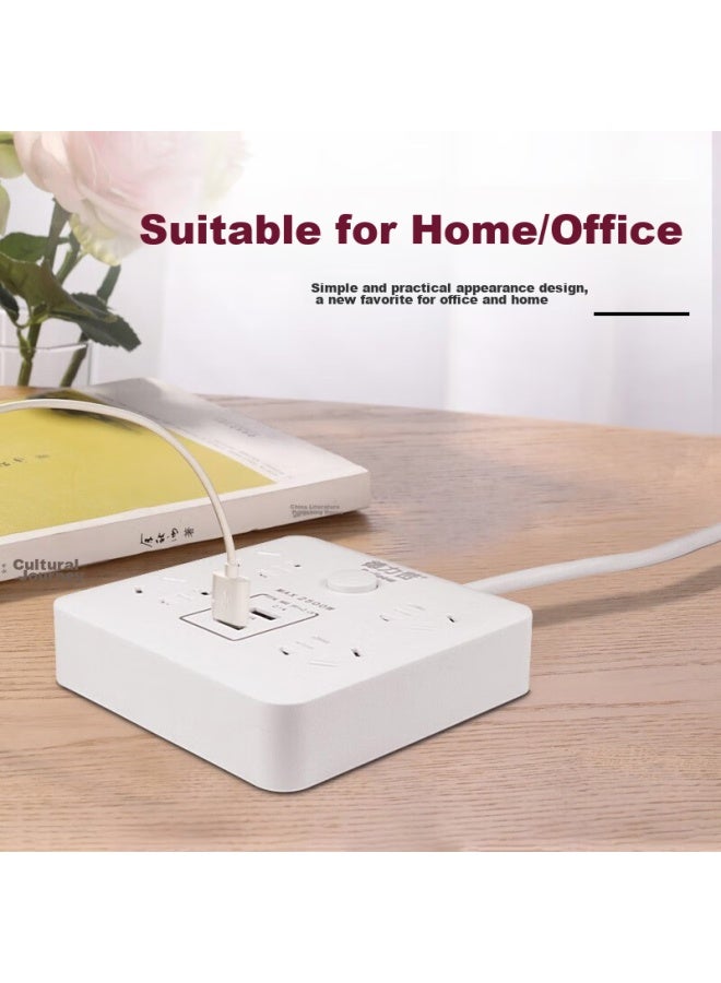 Delipow Power Strip, Usb Socket, Smart New National Standard Power Strip/extension Cord/power Board/trailing Cord, 2 Usb Ports + 4 Outlets, Master Control, 5 Meters Long - Image 3