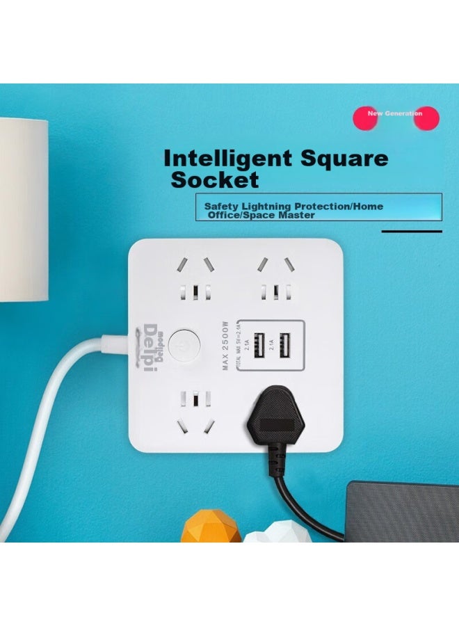 Delipow Power Strip, Usb Socket, Smart New National Standard Power Strip/extension Cord/power Board/trailing Cord, 2 Usb Ports + 4 Outlets, Master Control, 5 Meters Long - Image 2