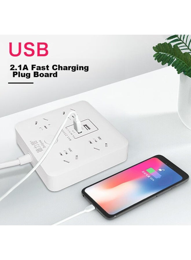 Delipow Power Strip, Usb Socket, Smart New National Standard Power Strip/extension Cord/power Board/trailing Cord, 2 Usb Ports + 4 Outlets, Master Control, 5 Meters Long - Image 5